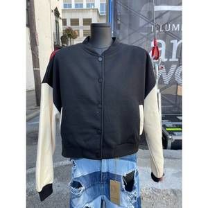 NEW VIVIDLUX two tone bomber jacket in black/cream